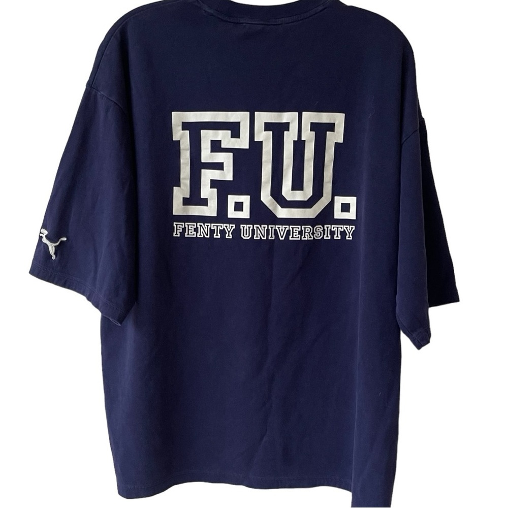 PUMA by Rihanna Fenty University Oversized Graphic T-Shirt Navy Blue Small